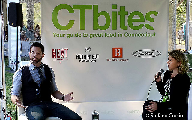 Greenwich, CT: The CTbites Blogger Lounge at the Greenwich Wine+Food Festival, with Executive Editor Amy interviewing a guest Greenwich, CT: The CTbites Blogger Lounge at the Greenwich Wine+Food Festival, with Executive Editor Amy interviewing a guest