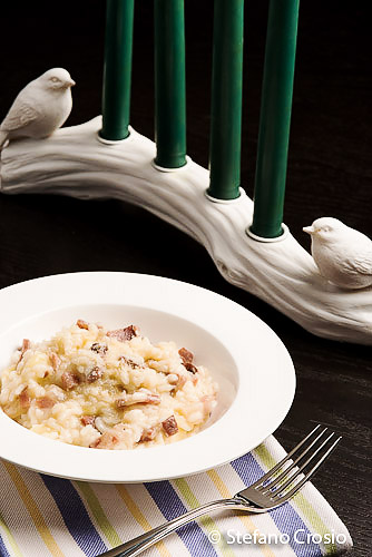 Apple and speck risotto