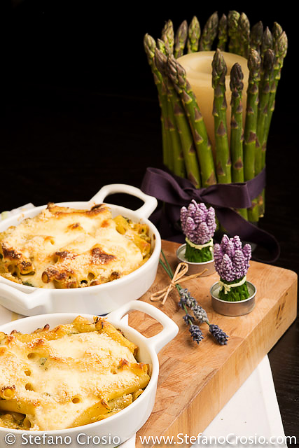 Asparagus and pancetta baked pasta