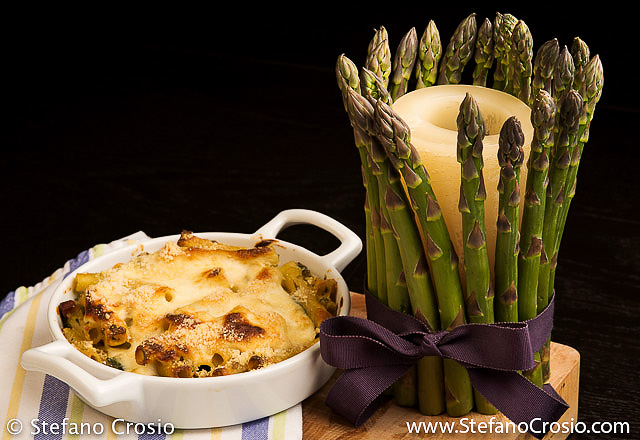 Asparagus and pancetta baked pasta