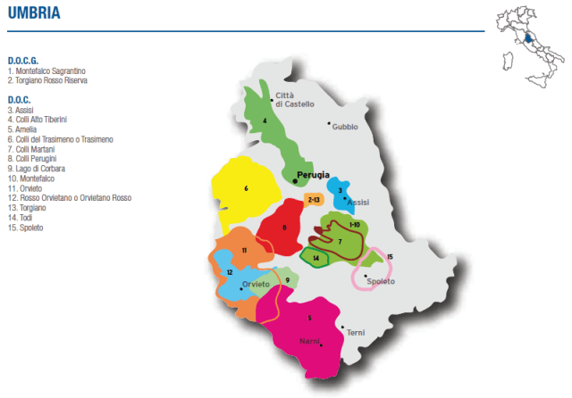 Wine Map of Umbria – Courtesy of Federdoc (click on map to go to website) Wine Map of Umbria – Courtesy of Federdoc (click on map to go to website)